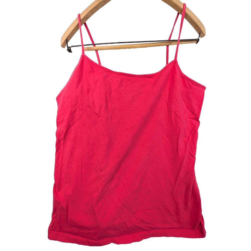 Faded Glory Spaghetti Tank Top Camisole Layering Raspberry XL 16-18 Cotton